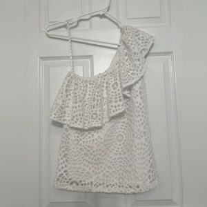 EUC Lilly Pulitzer Matteo Top XS Resort White Sea Urchin Terry Lace